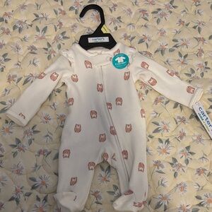 Carter's Cream and Pink Owl Print Footie